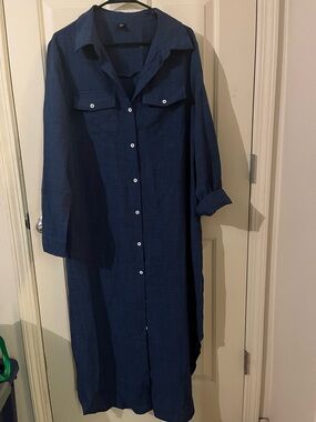 SHEIN Navy Curvy Button-Up Shirt Dress